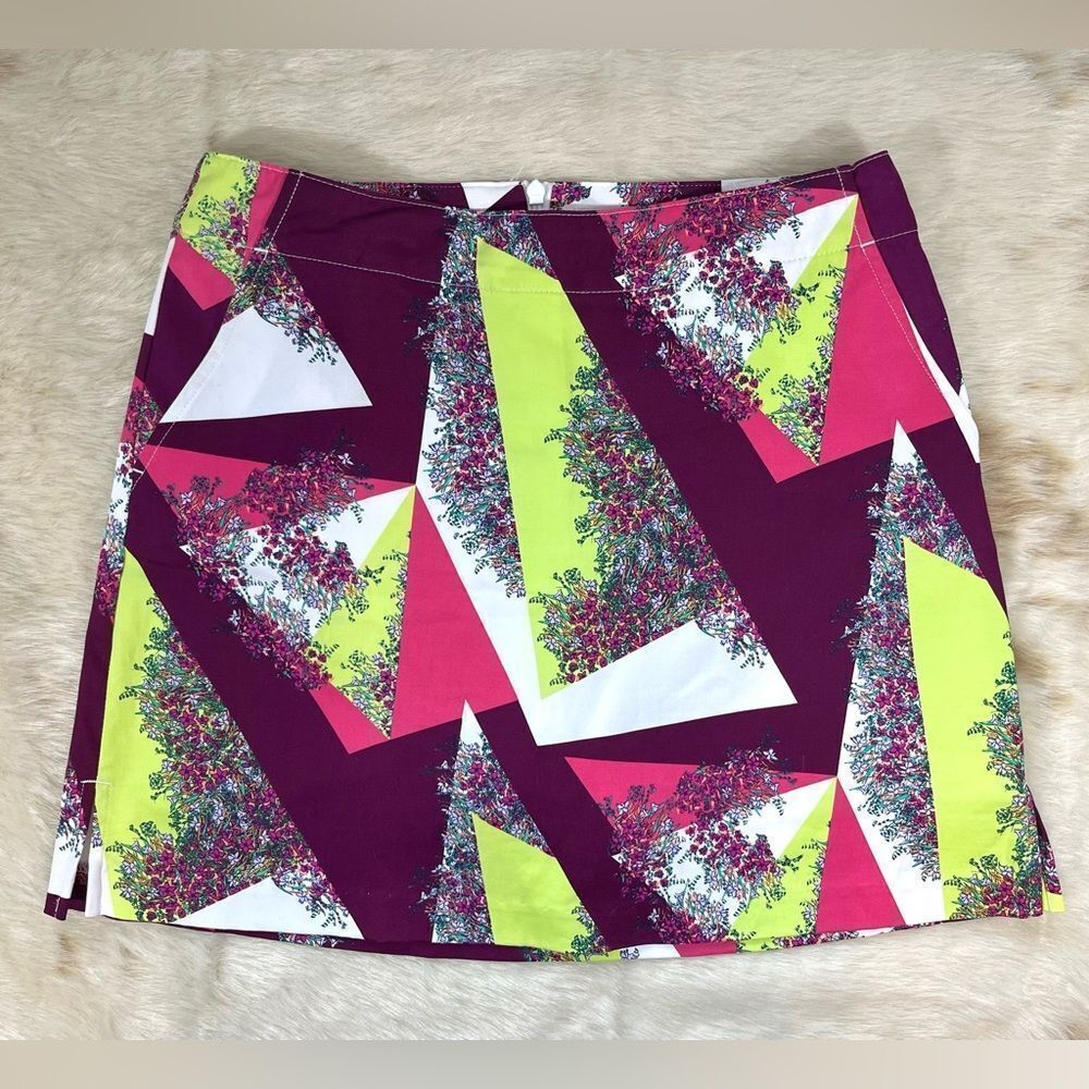 Lady Hagen Geometric Floral Print Golf Skort in Purple, Hot Pink, Lime